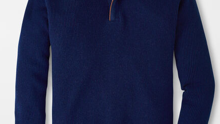 MERINO-CASHMERE SUEDE TRIM QUARTER-ZIP